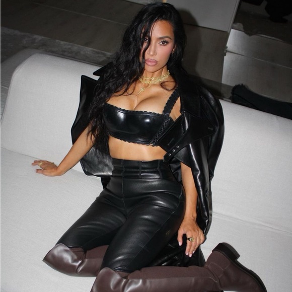 ALAIA HIGH WAIST CORSET STYLE LEATHER LEGGINGS, SZ FR/40 BLACK NWT! - Picture 4 of 16